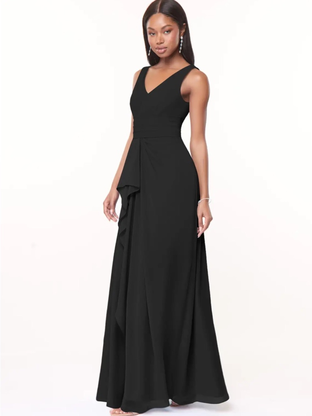 BRAND NEW AZAZIE DRESS, JULIANNA A-Line Chiffon FLOIR LENGTH BLACK DRESS
